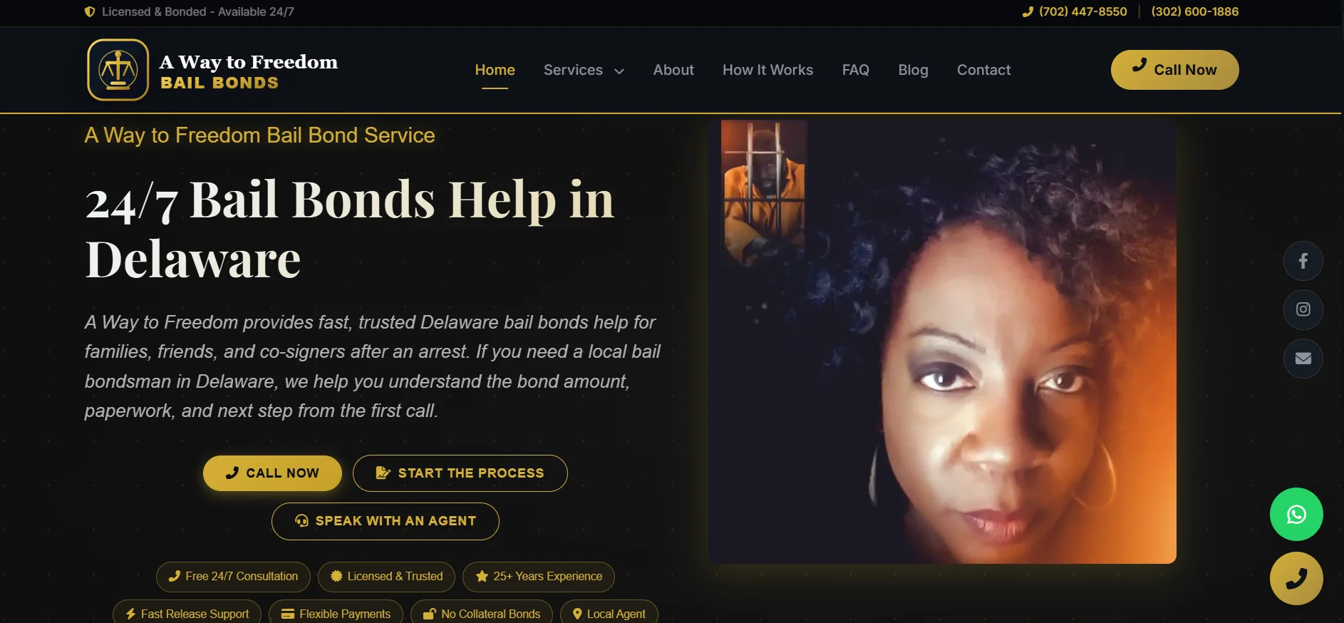 Delaware Bail Bonds website preview