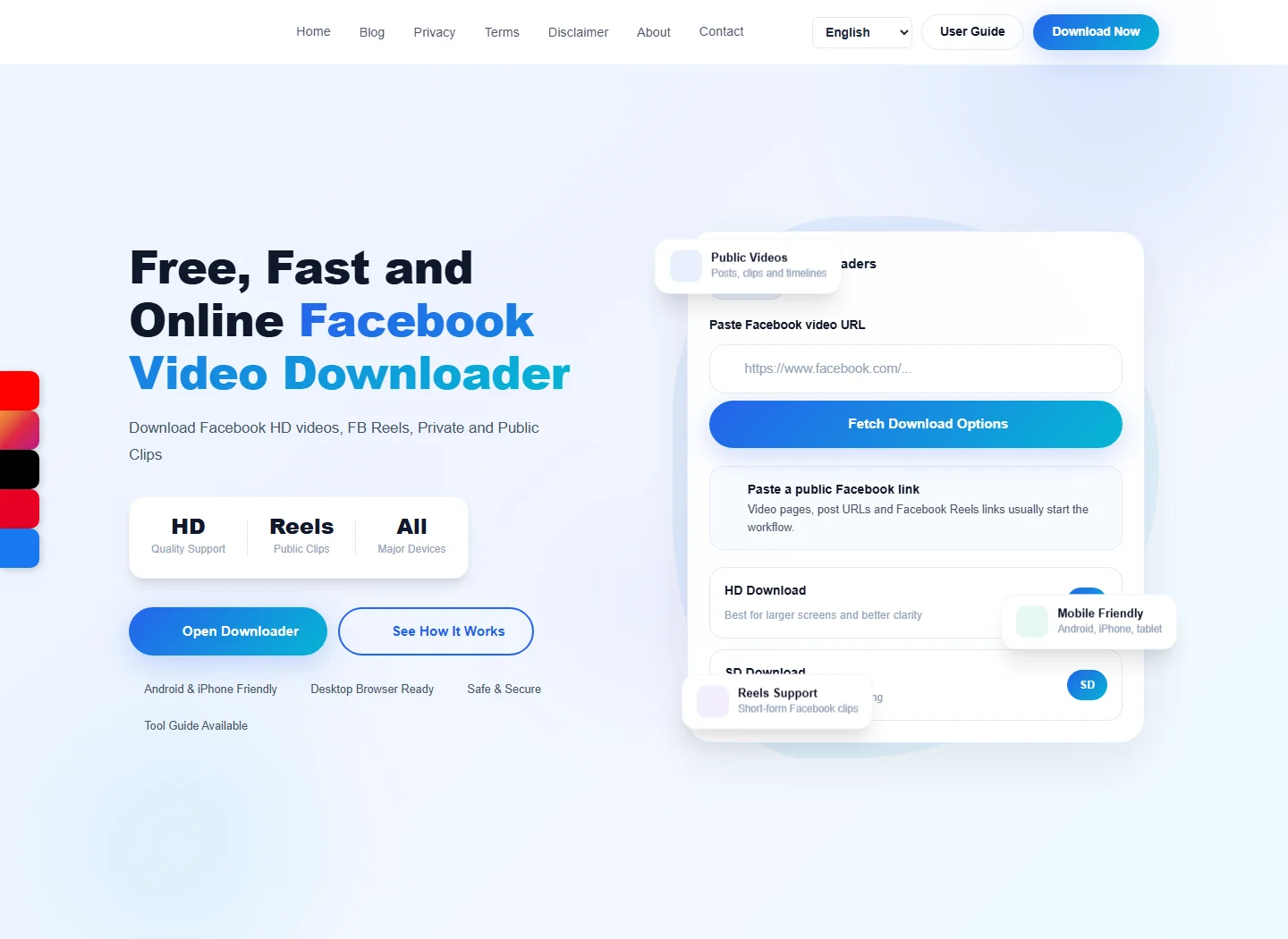 FB Video Downloaders website preview