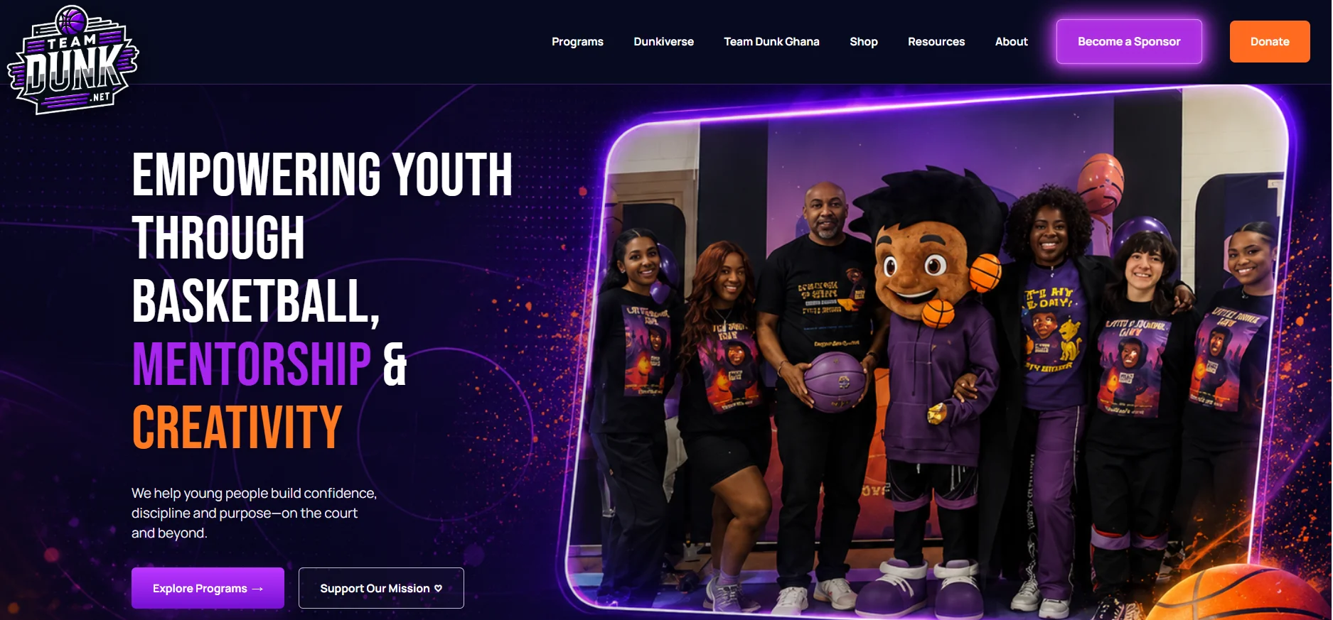 Team Dunk website preview