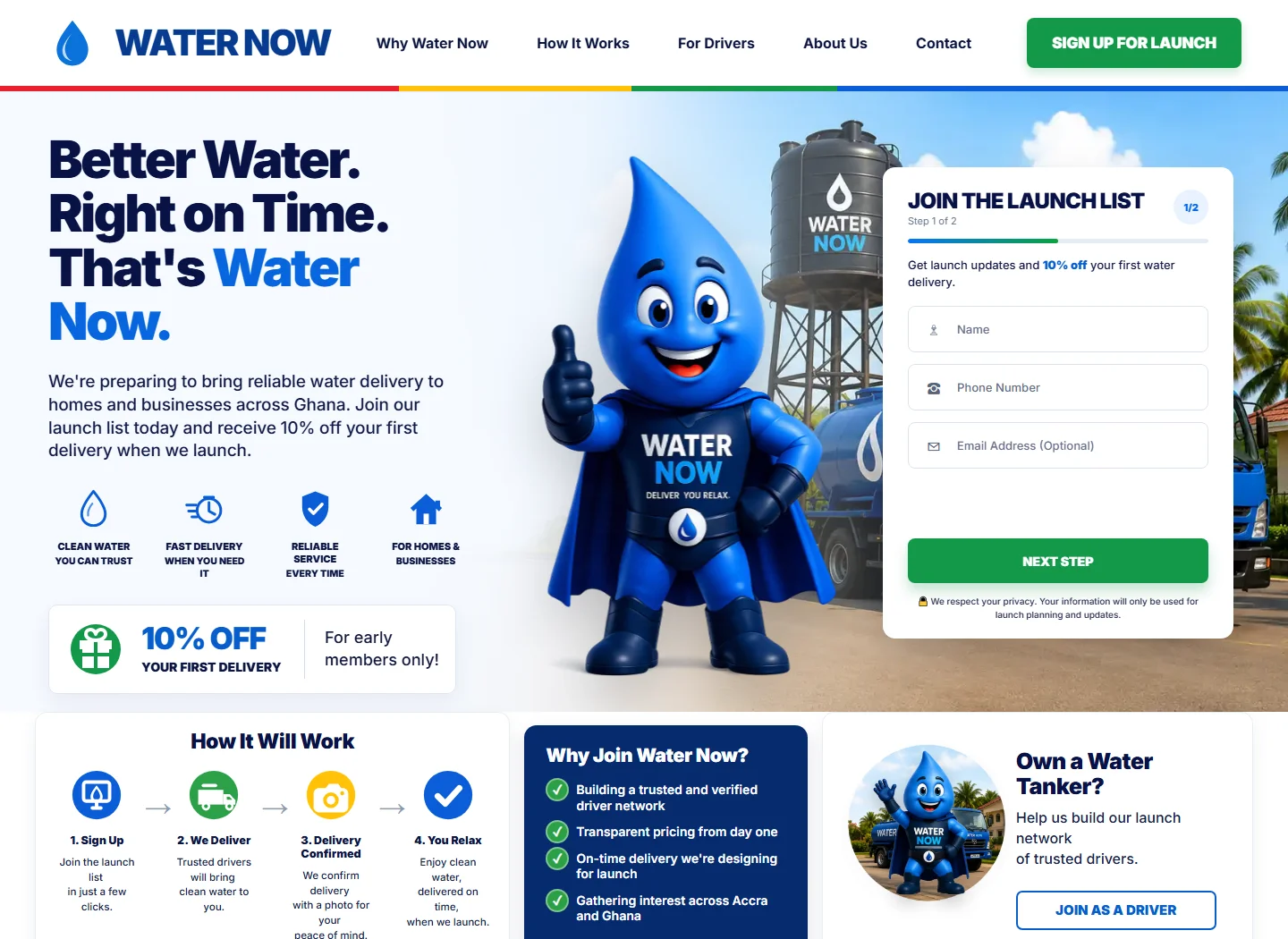 Water Now Ghana website preview